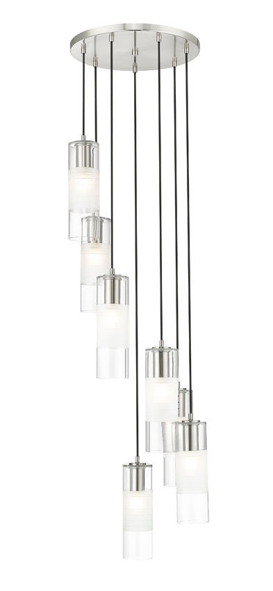 Z-Lite Alton 18" 7-Light Brushed Nickel Steel and Clear Frosted Glass Shade Chandelier