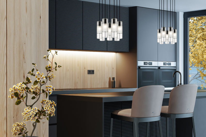 Z-Lite Alton 18" 7-Light Matte Black Steel and Clear Frosted Glass Shade Chandelier