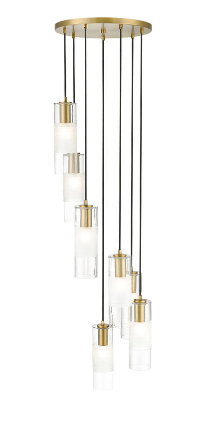 Z-Lite Alton 18" 7-Light Modern Gold Steel and Clear Frosted Glass Shade Chandelier