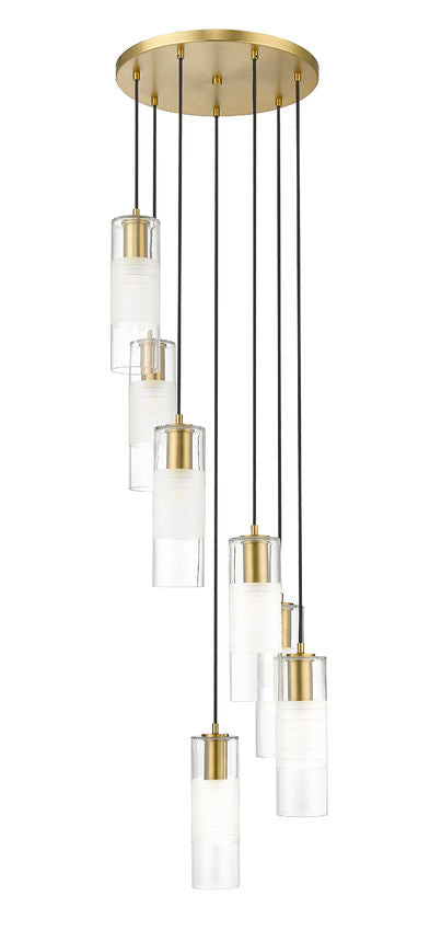 Z-Lite Alton 18" 7-Light Modern Gold Steel and Clear Frosted Glass Shade Chandelier