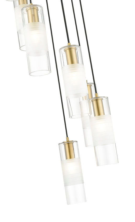 Z-Lite Alton 18" 7-Light Modern Gold Steel and Clear Frosted Glass Shade Chandelier