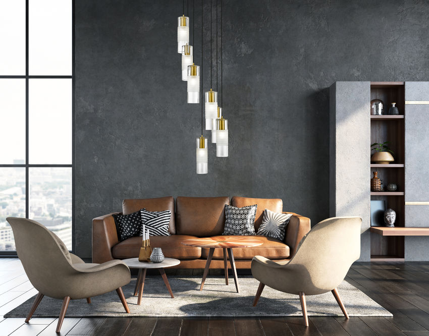 Z-Lite Alton 18" 7-Light Modern Gold Steel and Clear Frosted Glass Shade Chandelier