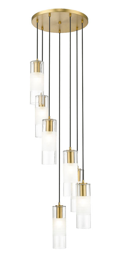 Z-Lite Alton 18" 7-Light Modern Gold Steel and Clear Frosted Glass Shade Chandelier