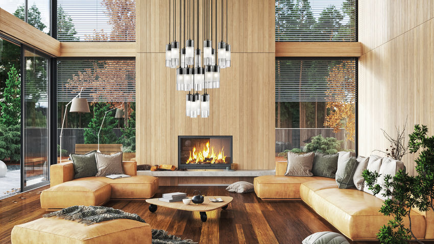 Z-Lite Alton 36" 27-Light Matte Black Steel and Clear Frosted Glass Shade Chandelier