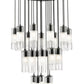 Z-Lite Alton 36" 27-Light Matte Black Steel and Clear Frosted Glass Shade Chandelier