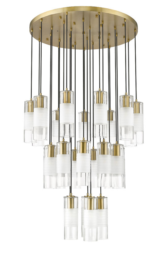 Z-Lite Alton 36" 27-Light Modern Gold Steel and Clear Frosted Glass Shade Chandelier