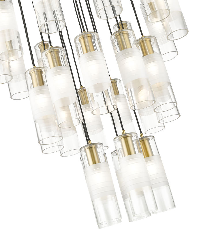 Z-Lite Alton 36" 27-Light Modern Gold Steel and Clear Frosted Glass Shade Chandelier