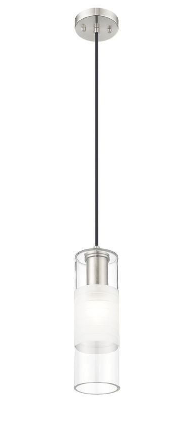 Z-Lite Alton 5" 1-Light Brushed Nickel Steel and Clear Frosted Glass Shade Pendant Light
