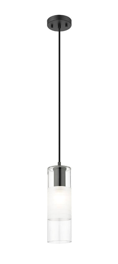 Z-Lite Alton 5" 1-Light Matte Black Steel and Clear Frosted Glass Shade Pendant Light
