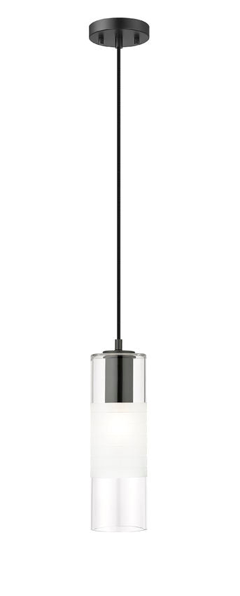 Z-Lite Alton 5" 1-Light Matte Black Steel and Clear Frosted Glass Shade Pendant Light
