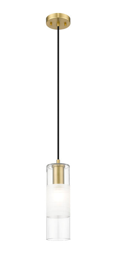 Z-Lite Alton 5" 1-Light Modern Gold Steel and Clear Frosted Glass Shade Pendant Light