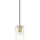 Z-Lite Alton 5" 1-Light Modern Gold Steel and Clear Frosted Glass Shade Pendant Light
