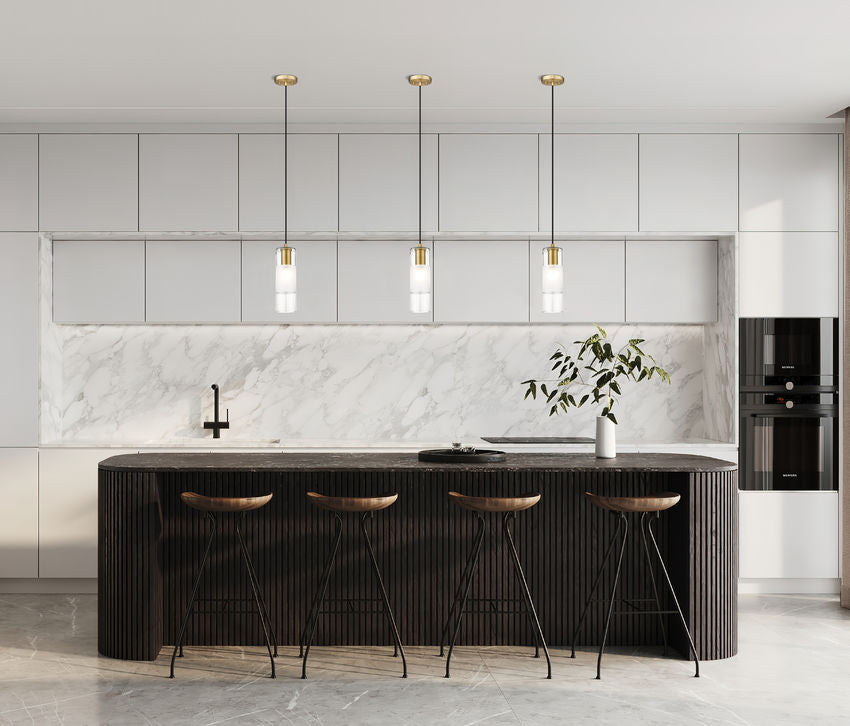 Z-Lite Alton 5" 1-Light Modern Gold Steel and Clear Frosted Glass Shade Pendant Light