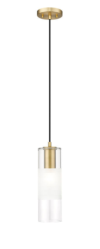 Z-Lite Alton 5" 1-Light Modern Gold Steel and Clear Frosted Glass Shade Pendant Light