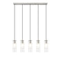 Z-Lite Alton 5" 5-Light Brushed Nickel Steel and Clear Frosted Glass Shade Linear Chandelier