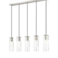 Z-Lite Alton 5" 5-Light Brushed Nickel Steel and Clear Frosted Glass Shade Linear Chandelier
