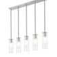 Z-Lite Alton 5" 5-Light Brushed Nickel Steel and Clear Frosted Glass Shade Linear Chandelier