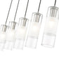 Z-Lite Alton 5" 5-Light Brushed Nickel Steel and Clear Frosted Glass Shade Linear Chandelier