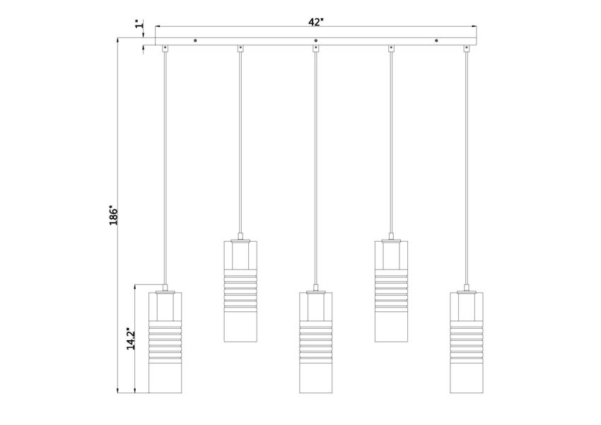 Z-Lite Alton 5" 5-Light Brushed Nickel Steel and Clear Frosted Glass Shade Linear Chandelier