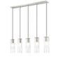 Z-Lite Alton 5" 5-Light Brushed Nickel Steel and Clear Frosted Glass Shade Linear Chandelier