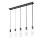 Z-Lite Alton 5" 5-Light Matte Black Steel and Clear Frosted Glass Shade Linear Chandelier