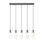 Z-Lite Alton 5" 5-Light Matte Black Steel and Clear Frosted Glass Shade Linear Chandelier
