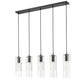 Z-Lite Alton 5" 5-Light Matte Black Steel and Clear Frosted Glass Shade Linear Chandelier