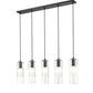 Z-Lite Alton 5" 5-Light Matte Black Steel and Clear Frosted Glass Shade Linear Chandelier