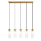 Z-Lite Alton 5" 5-Light Modern Gold Steel and Clear Frosted Glass Shade Linear Chandelier