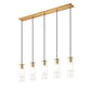 Z-Lite Alton 5" 5-Light Modern Gold Steel and Clear Frosted Glass Shade Linear Chandelier