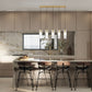 Z-Lite Alton 5" 5-Light Modern Gold Steel and Clear Frosted Glass Shade Linear Chandelier