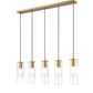 Z-Lite Alton 5" 5-Light Modern Gold Steel and Clear Frosted Glass Shade Linear Chandelier