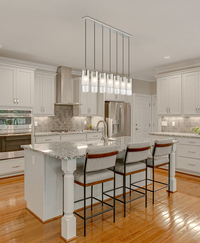 Z-Lite Alton 5" 7-Light Brushed Nickel Steel and Clear Frosted Glass Shade Linear Chandelier