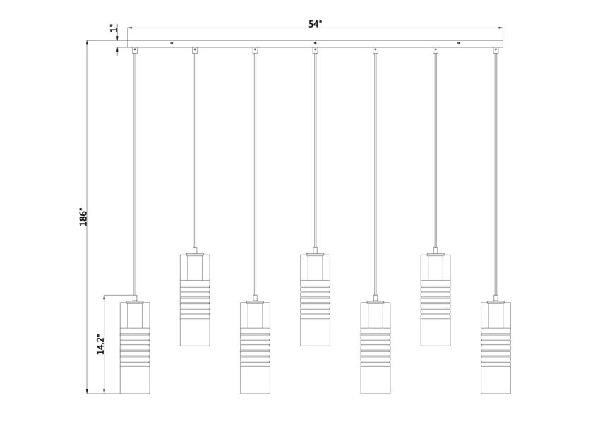 Z-Lite Alton 5" 7-Light Matte Black Steel and Clear Frosted Glass Shade Linear Chandelier