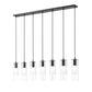 Z-Lite Alton 5" 7-Light Matte Black Steel and Clear Frosted Glass Shade Linear Chandelier