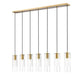 Z-Lite Alton 5" 7-Light Modern Gold Steel and Clear Frosted Glass Shade Linear Chandelier