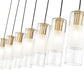 Z-Lite Alton 5" 7-Light Modern Gold Steel and Clear Frosted Glass Shade Linear Chandelier