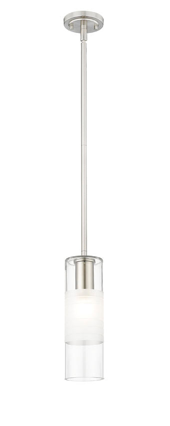 Z-Lite Alton 824P-ROD 5" 1-Light Brushed Nickel Steel and Clear Frosted Glass Shade Pendant Light