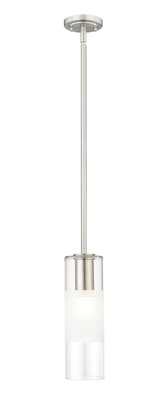 Z-Lite Alton 824P-ROD 5" 1-Light Brushed Nickel Steel and Clear Frosted Glass Shade Pendant Light