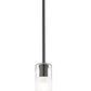 Z-Lite Alton 824P-ROD 5" 1-Light Matte Black Steel and Clear Frosted Glass Shade Pendant Light