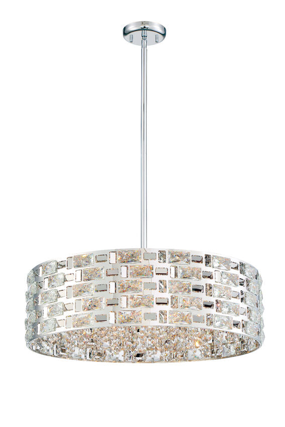 Z-Lite Aludra 24" 7-Light Chrome Pendant Light With Mirror Stainless Steel Shade