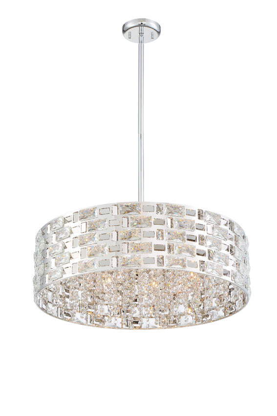 Z-Lite Aludra 24" 7-Light Chrome Pendant Light With Mirror Stainless Steel Shade