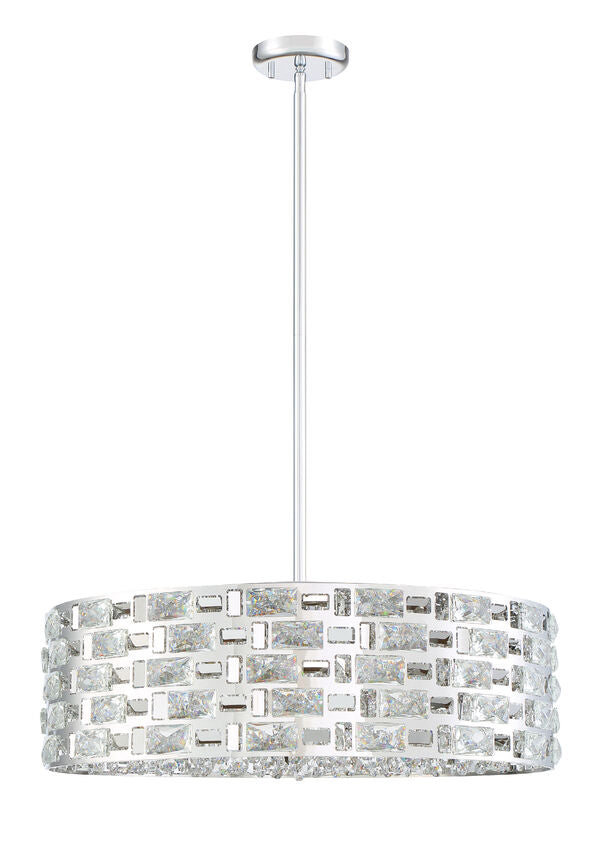 Z-Lite Aludra 24" 7-Light Chrome Pendant Light With Mirror Stainless Steel Shade