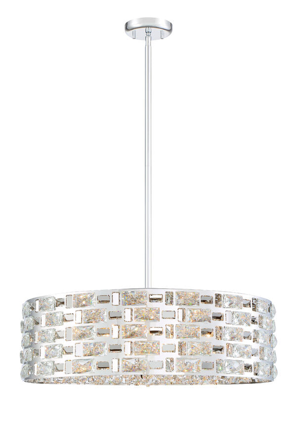 Z-Lite Aludra 24" 7-Light Chrome Pendant Light With Mirror Stainless Steel Shade