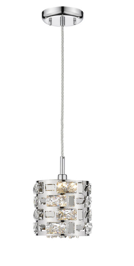 Z-Lite Aludra 7" 1-Light Chrome Steel Mini Pendant Light