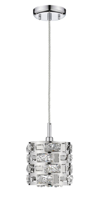Z-Lite Aludra 7" 1-Light Chrome Steel Mini Pendant Light