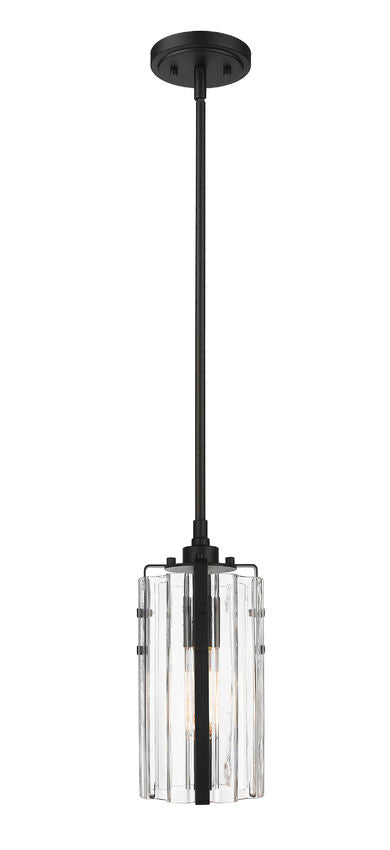 Z-Lite Alverton 6" 1-Light Matte Black Mini Pendant Light With Clear Glass Shade