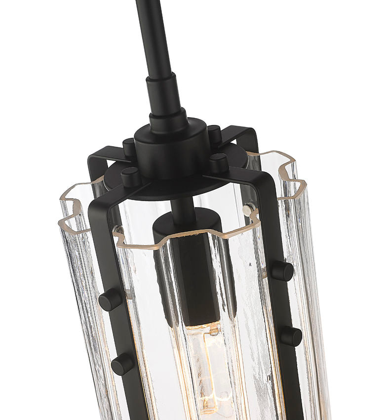 Z-Lite Alverton 6" 1-Light Matte Black Mini Pendant Light With Clear Glass Shade