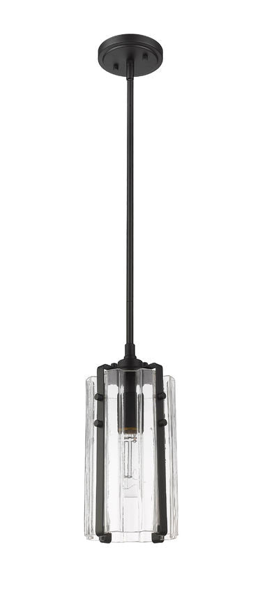 Z-Lite Alverton 6" 1-Light Matte Black Mini Pendant Light With Clear Glass Shade