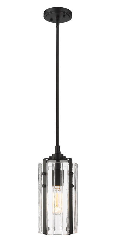 Z-Lite Alverton 6" 1-Light Matte Black Mini Pendant Light With Clear Glass Shade